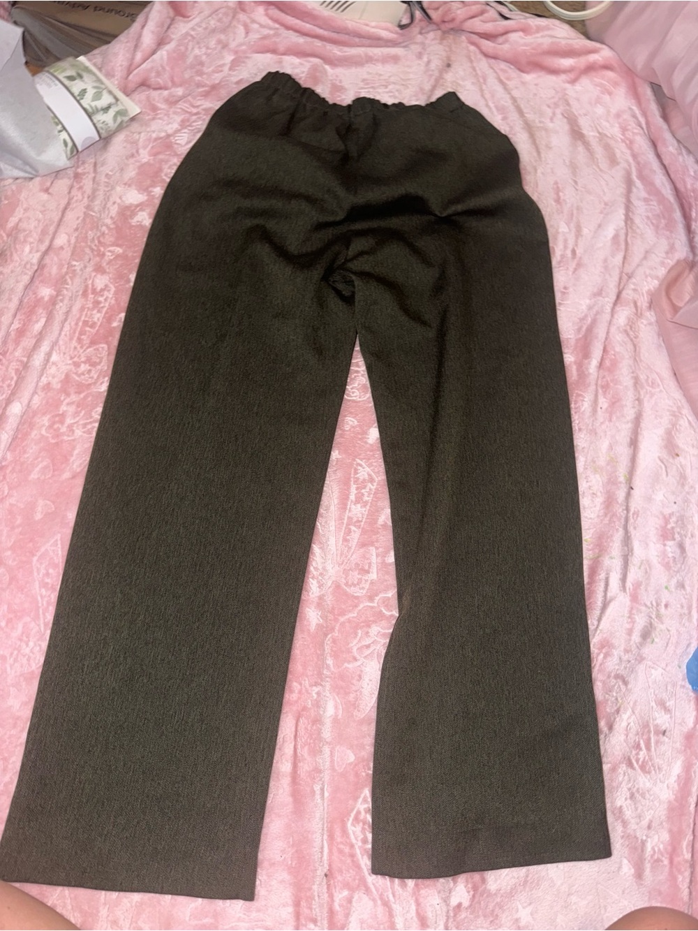 High-Rise Olive Straight-Leg Women's Trousers - Picture 5 of 6
